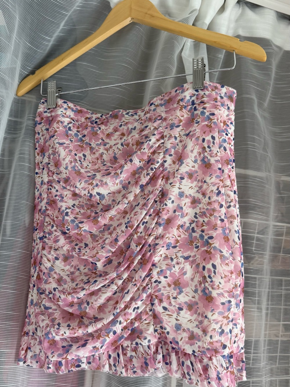 Free People Pink Floral Ruffle Skirt